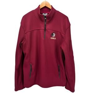 FSU Seminoles Jacket Mens XL Maroon 1/4 Zip‎ Pullover + Pockets Colosseum